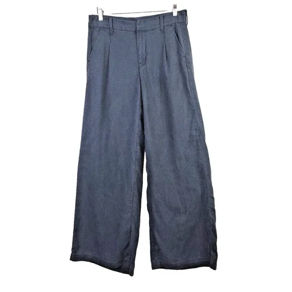 AE American Eagle Womens 8 Tall Pants High‎ Rise Trousers Pleated Wide-Leg - Picture 3 of 12
